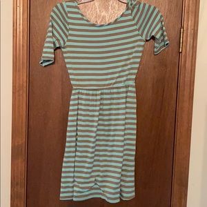 Striped Blue and Brown Dress